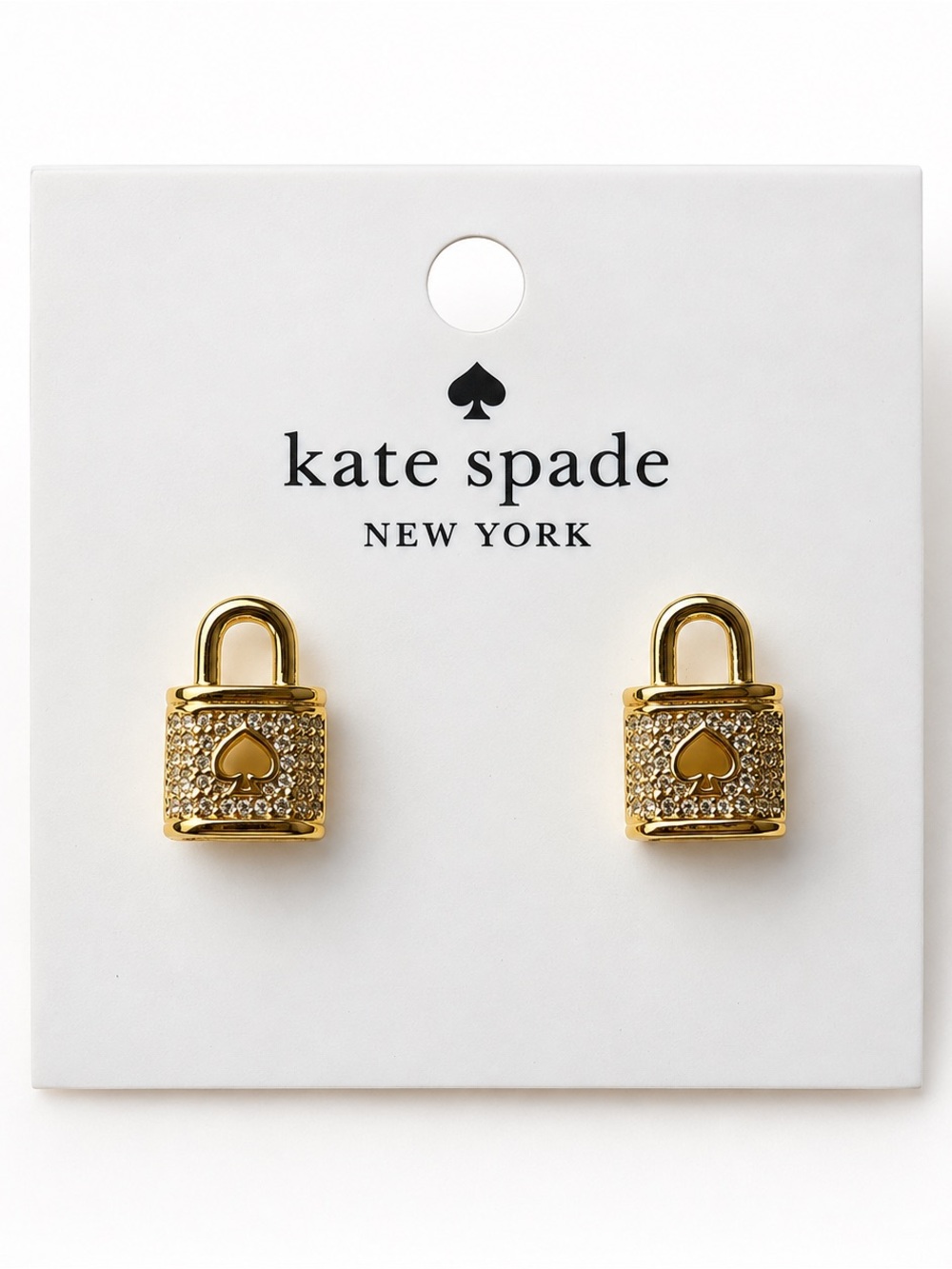 kate spade Gold Heart Padlock Stud Earrings